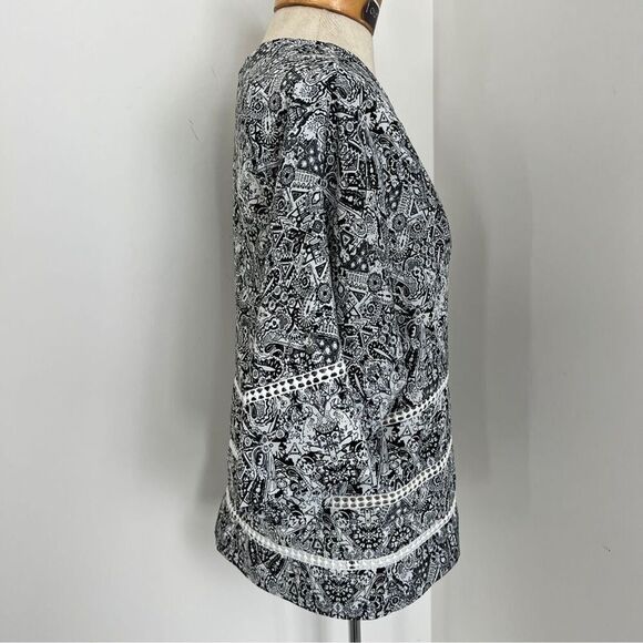 IRO Black & White Patterned Half Sleeves Blouse size 38 (412) - Picture 3 of 6